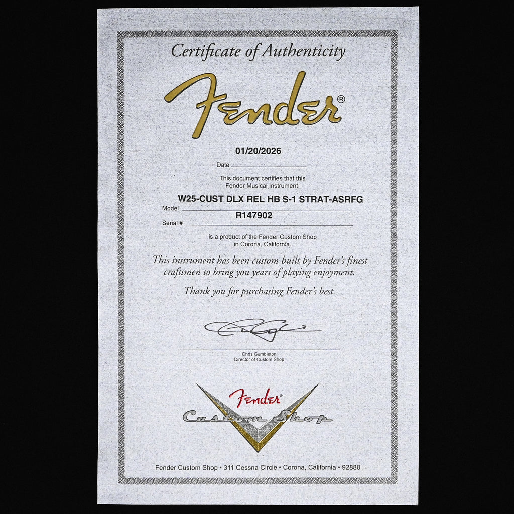 Fender Custom Shop Custom Deluxe Stratocaster w/ Seymour Duncan SH4B Humbucker, Relic/ Closet Classic Hardware- Aged Surf Green 2026 (R147902)