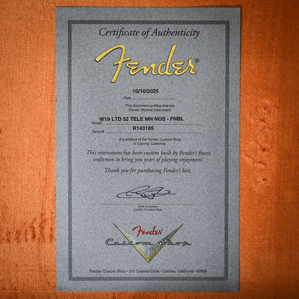 Fender Custom Shop Limited Edition '52 Telecaster NOS- Faded Nocaster Blonde 2025 (R143185)