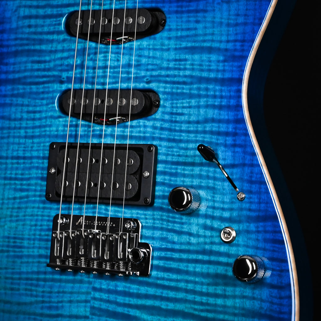 Tom Anderson Custom Drop Top Electric Guitar- Bora to Transparent Blue Burst w/ Binding 2026 (02-15-26P)