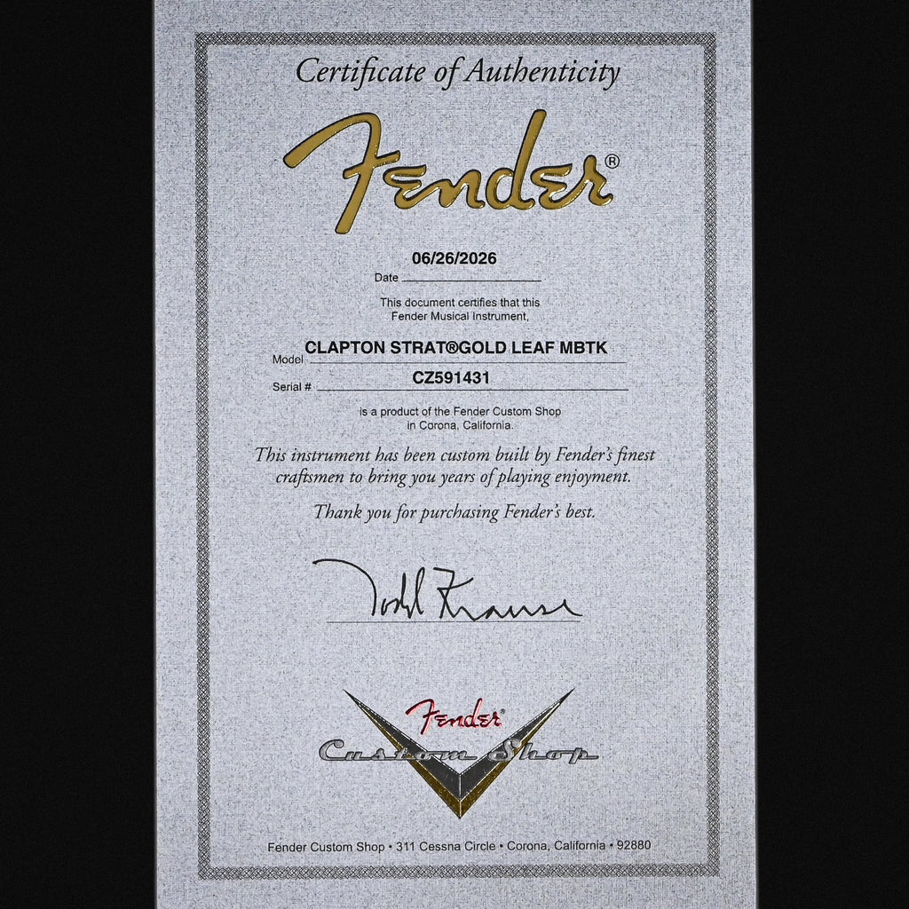 Fender Custom Shop Masterbuilt Todd Krause Eric Clapton Stratocaster AAAAA Flame Maple Neck NOS- Gold Leaf 2026 (CZ591431)