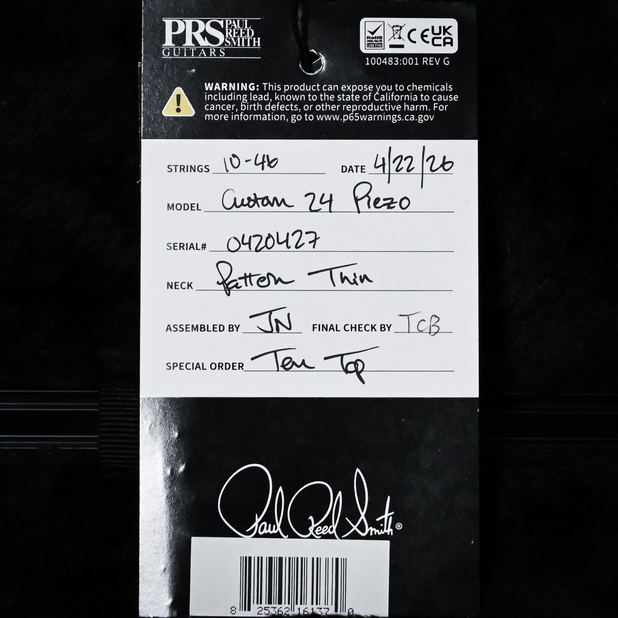 PRS Custom 24 Piezo w/ 10-Top & DMO Pickups Electric Guitar- Custom Color 2026 (0420427)