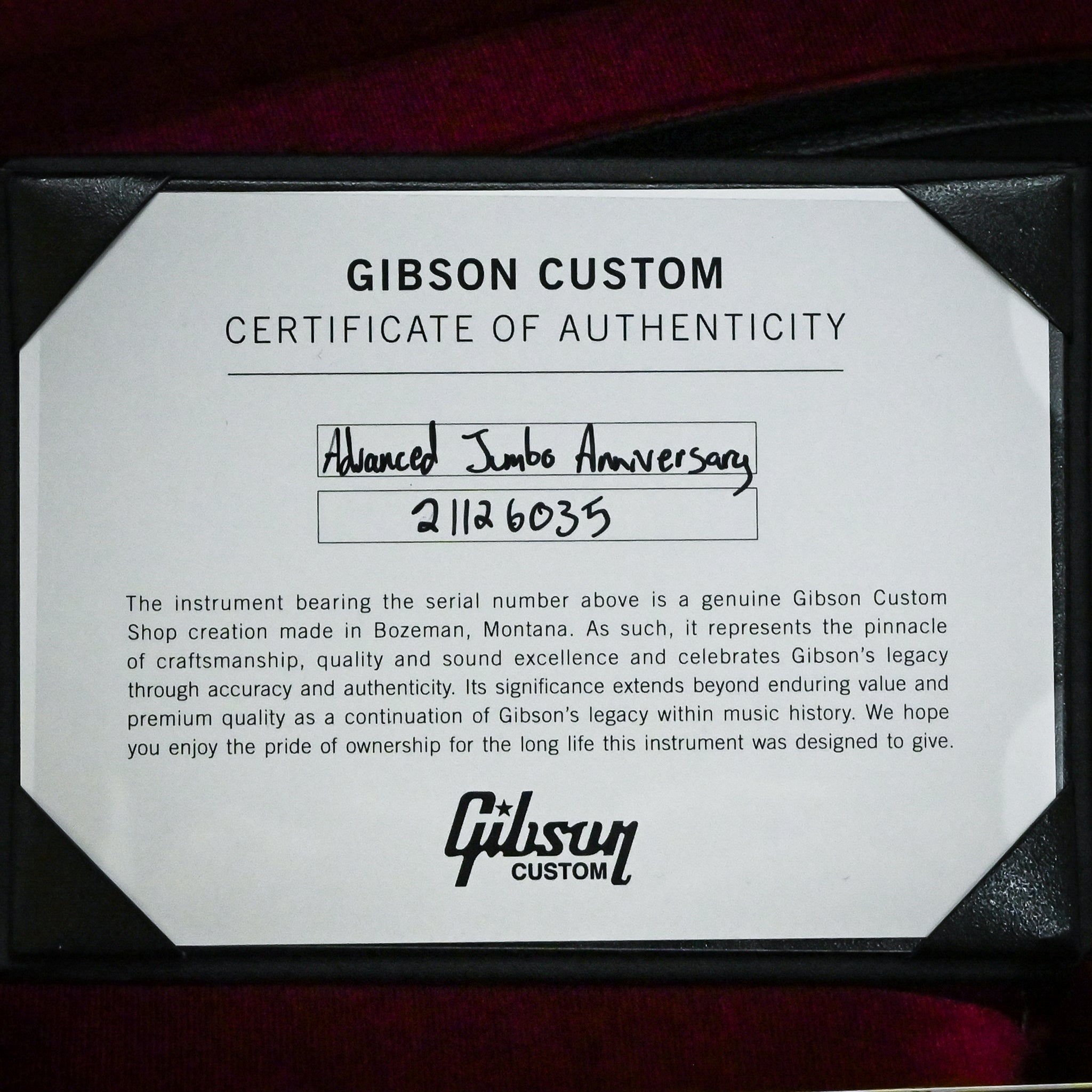 Gibson Custom Limited Edition Advanced Jumbo Anniversary Acoustic/ Electric Guitar- Cremona Burst 2026 (21126035)