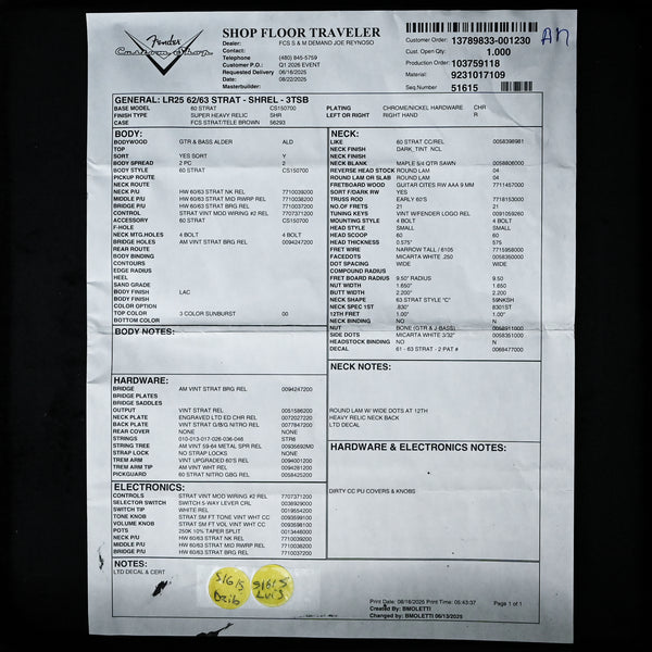 Fender Custom Shop Limited Edition 62/63 Stratocaster Super Heavy Relic- 3 Color Sunburst 2025 (CZ585883)