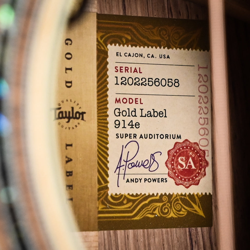 Taylor Gold Label 914e w/ Adirondack Spruce Top & Honduran Rosewood Back and Sides Acoustic-Electric Guitar 2026 (1202256058)