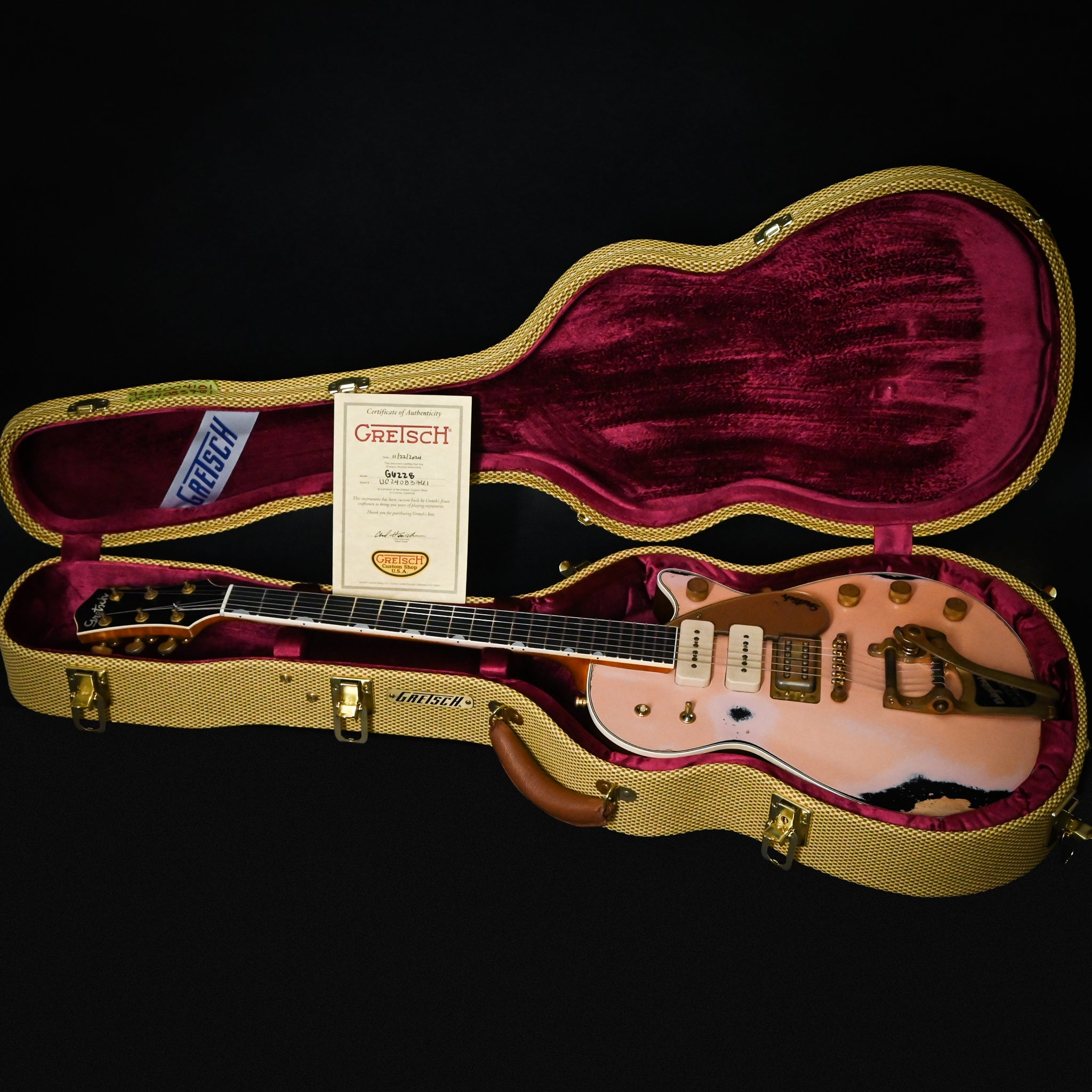 Gretsch Custom Shop USA Masterbuilt Chad Henrichsen G6228-CST Jet Heavy Relic- Shell Pink/ Black (UC24083761)