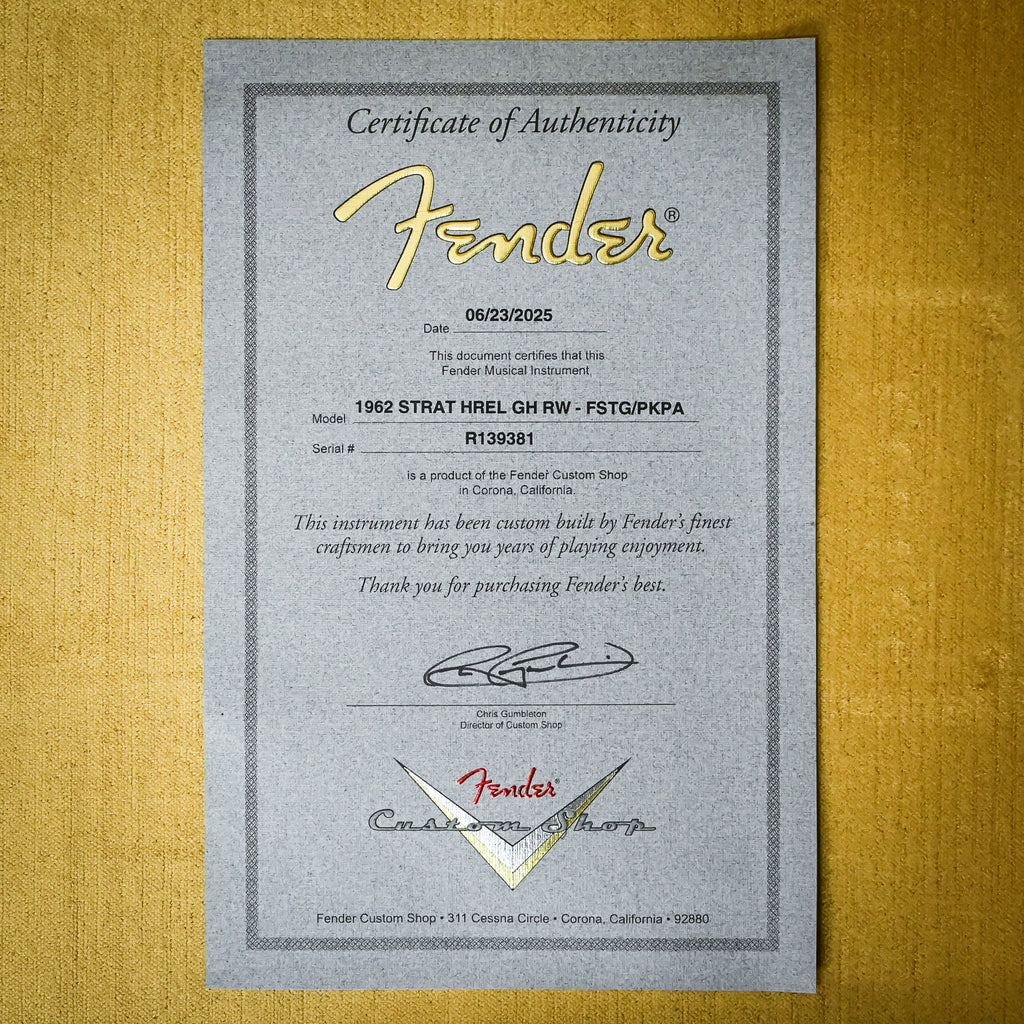 Fender Custom Shop 1962 Stratocaster w/ Gold Hardware Heavy Relic- Frost Gold/ Pink Paisley 2025 (R139381)