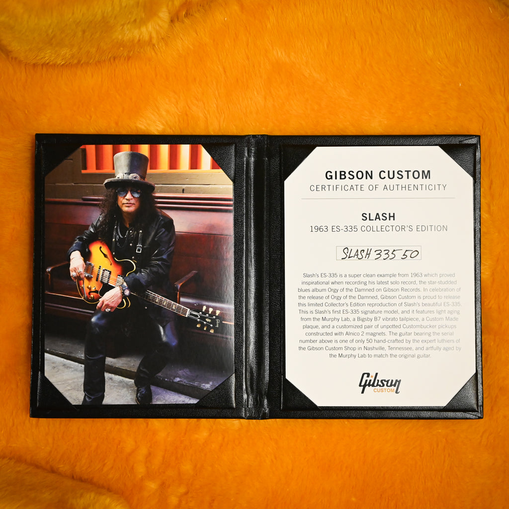Gibson Slash 1963 ES-335 Collector’s Edition Vintage Sunburst SLASH 335 Limited to 50 Worldwide Slash Signed (#50 of 50)