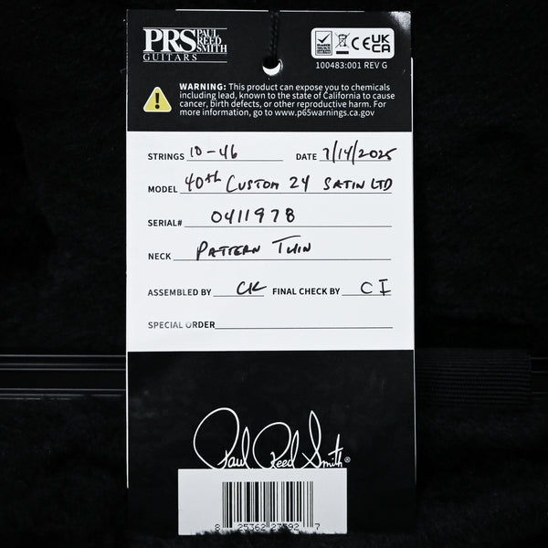 PRS 40th Anniversary Custom 24 Satin Limited Edition- Charcoal Tri-Color 2025 (0411978)