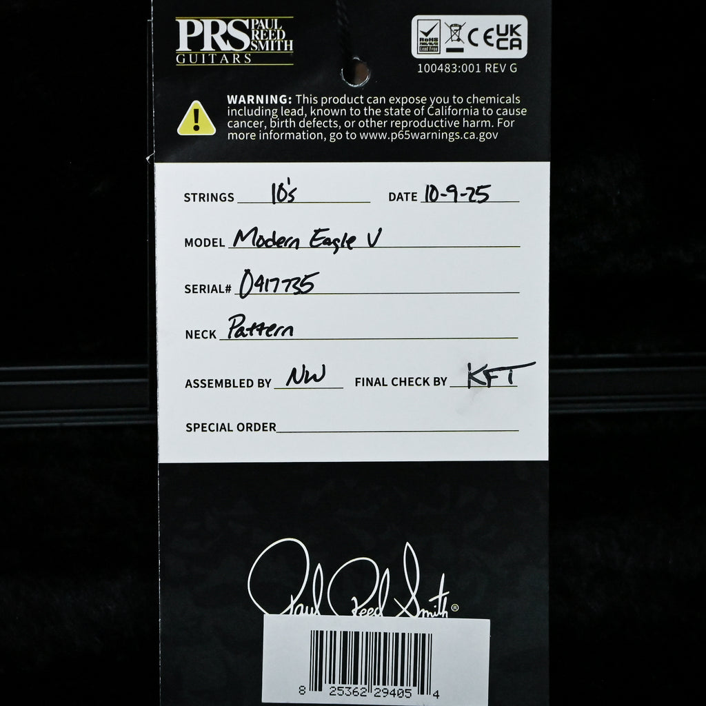 PRS Modern Eagle V Electric Guitar- Black Rainbow Holoflake Top & Binding 2025 (0417735)