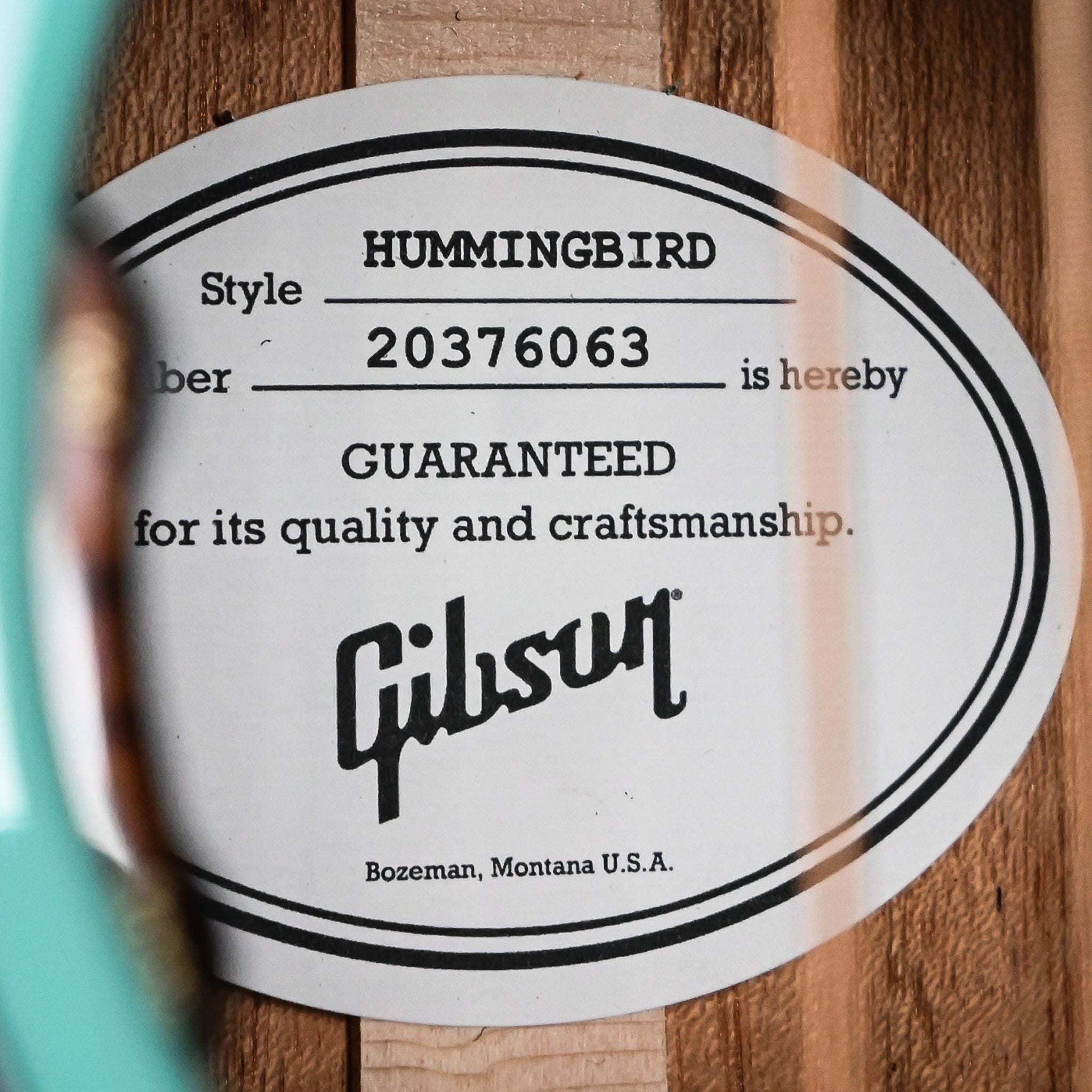 Gibson Hummingbird Standard Acoustic-Electric Guitar- Southwestern Turquoise 2026 (20376063)
