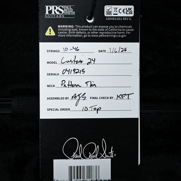 PRS Custom 24 Wood Library w/ 10-Top, Brazilian Rosewood, DMO Pickups- Aquableux Purple Burst 2026 (0419215)