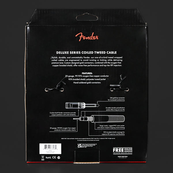 Fender Deluxe Series Tweed Coil Instrument Cables Straight / Angled - 30'