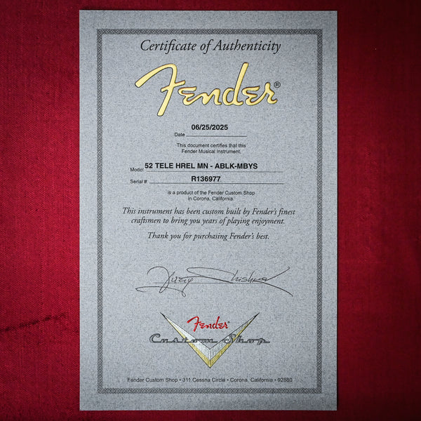 Fender Custom Shop Masterbuilt Yuriy Shishkov '52 Telecaster Heavy Relic- Aged Black 2025 (R136977)