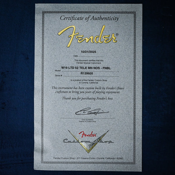 Fender Custom Shop Limited Edition '52 Telecaster NOS- Faded Nocaster Blonde 2025 (R139605)