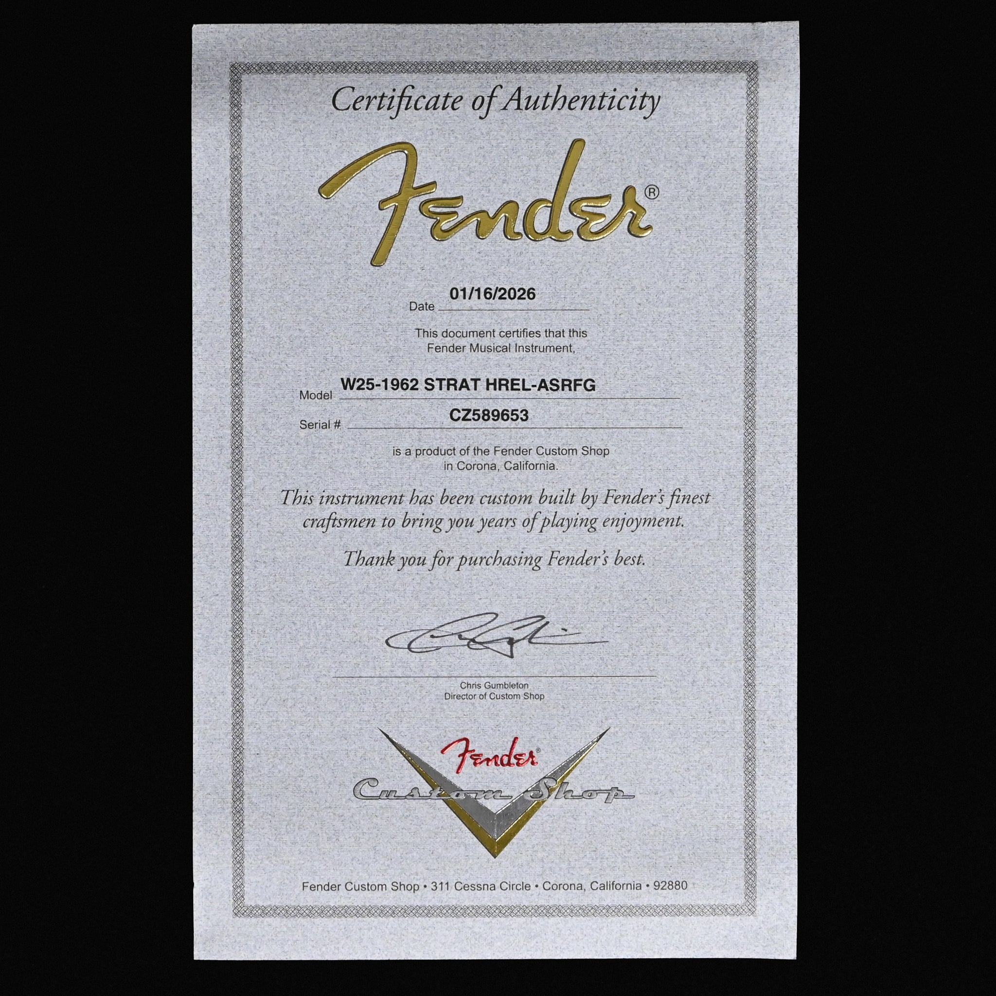 Fender Custom Shop Limited Edition 1962 Stratocaster w/ Handwound 60/63 Pickups, Heavy Relic- Aged Surf Green 2026 (CZ589653)