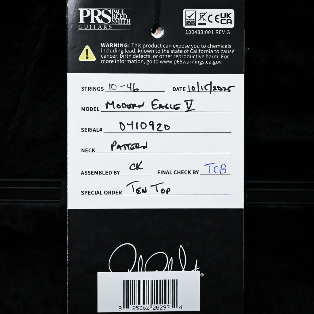 PRS Modern Eagle V w/ 10-Top Electric Guitar- Carrol Blue Wraparound Smokeburst 2025 (0410920)