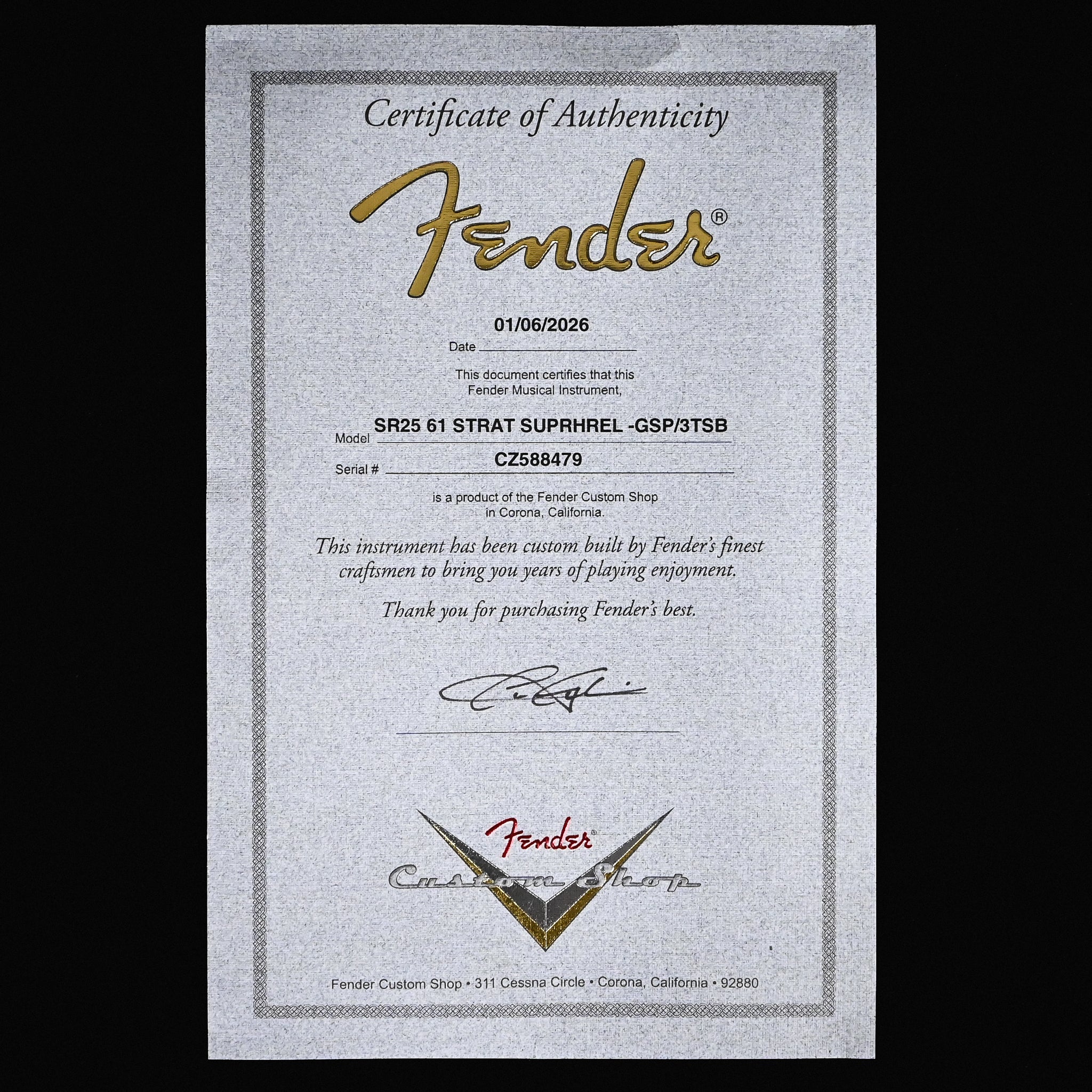 Fender Custom Shop '61 Stratocaster Super Heavy Relic- Gold Sparkle/ 3 Color Sunburst 2026 (CZ588479)