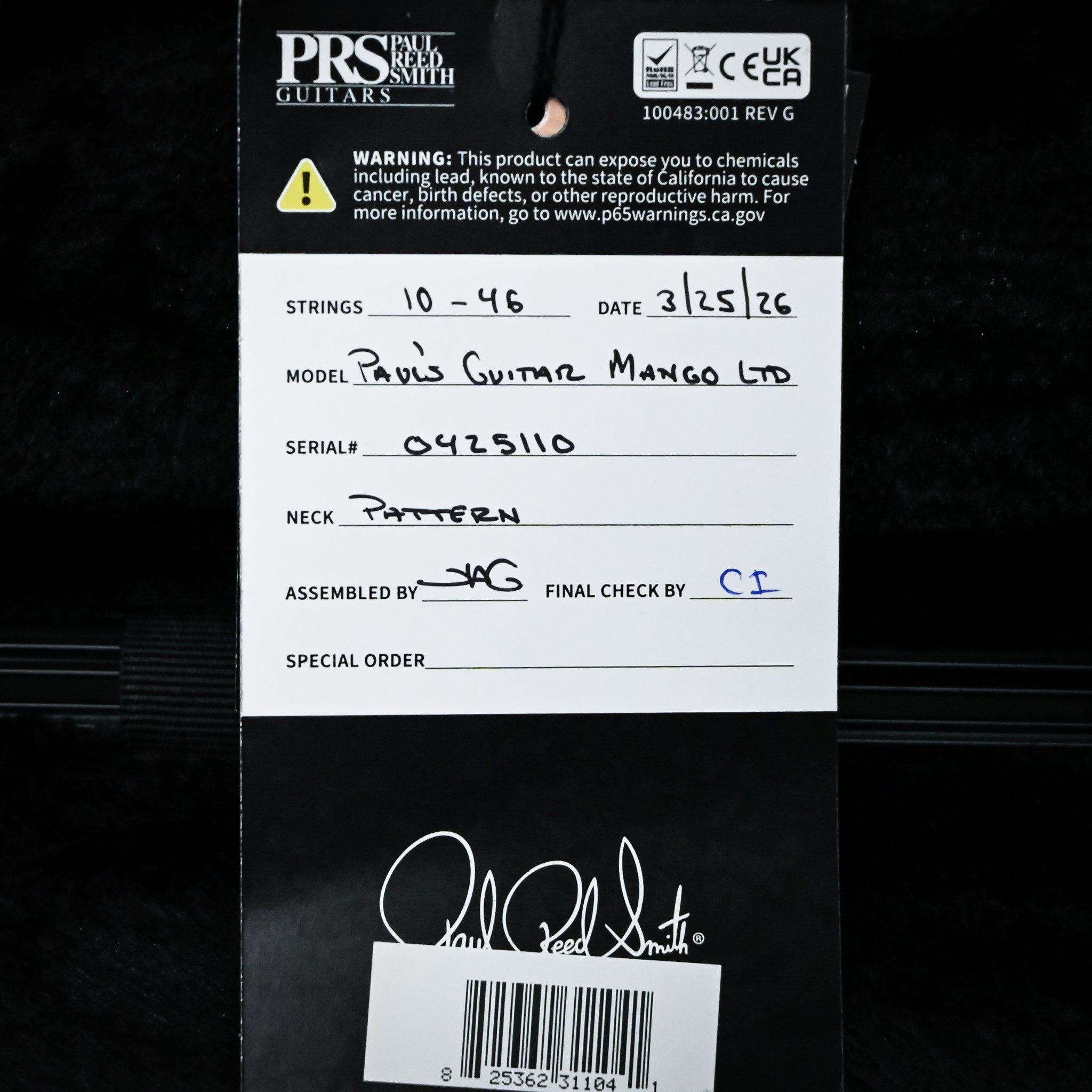 PRS Paul's Guitar Mango Top Limited Edition- Charcoal 2026 (0425110)