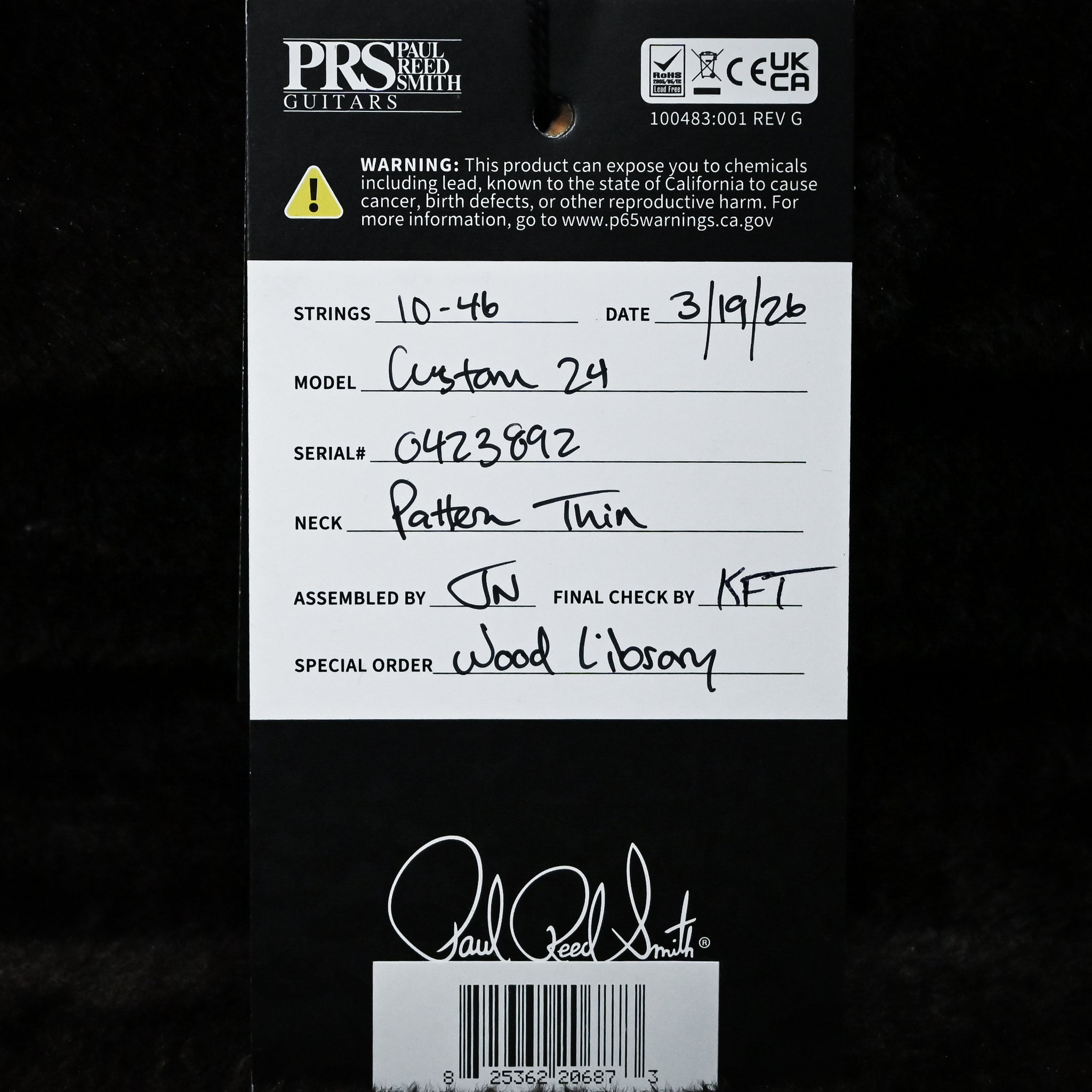 PRS Custom 24 Wood Library w/ 10-Top, Brazilian Rosewood, & 58/15 LT Pickups- Violet Blue Burst 2026 (0423892)