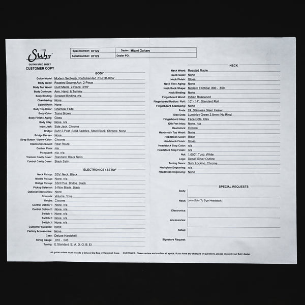 Suhr Modern Set-Neck Limited Edition- Charcoal Fade 2025 (87122)