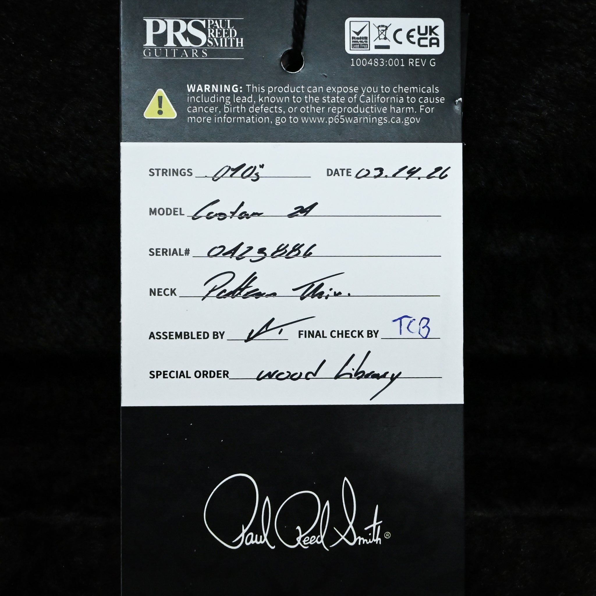 PRS Custom 24 Wood Library w/ 10-Top, Brazilian Rosewood, & 58/15 LT Pickups- Cobalt Smokeburst 2026 (0423886)
