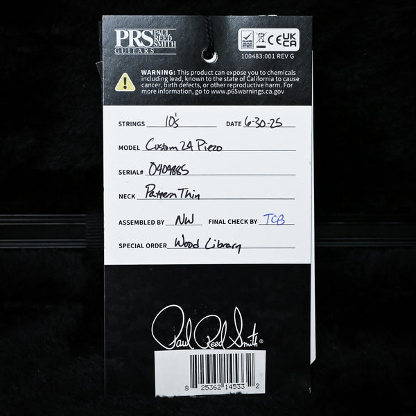 PRS Custom 24 Piezo Wood Library w/ 10-Top & DMO Pickups- Faded Whale Blue 2025 (0409885)