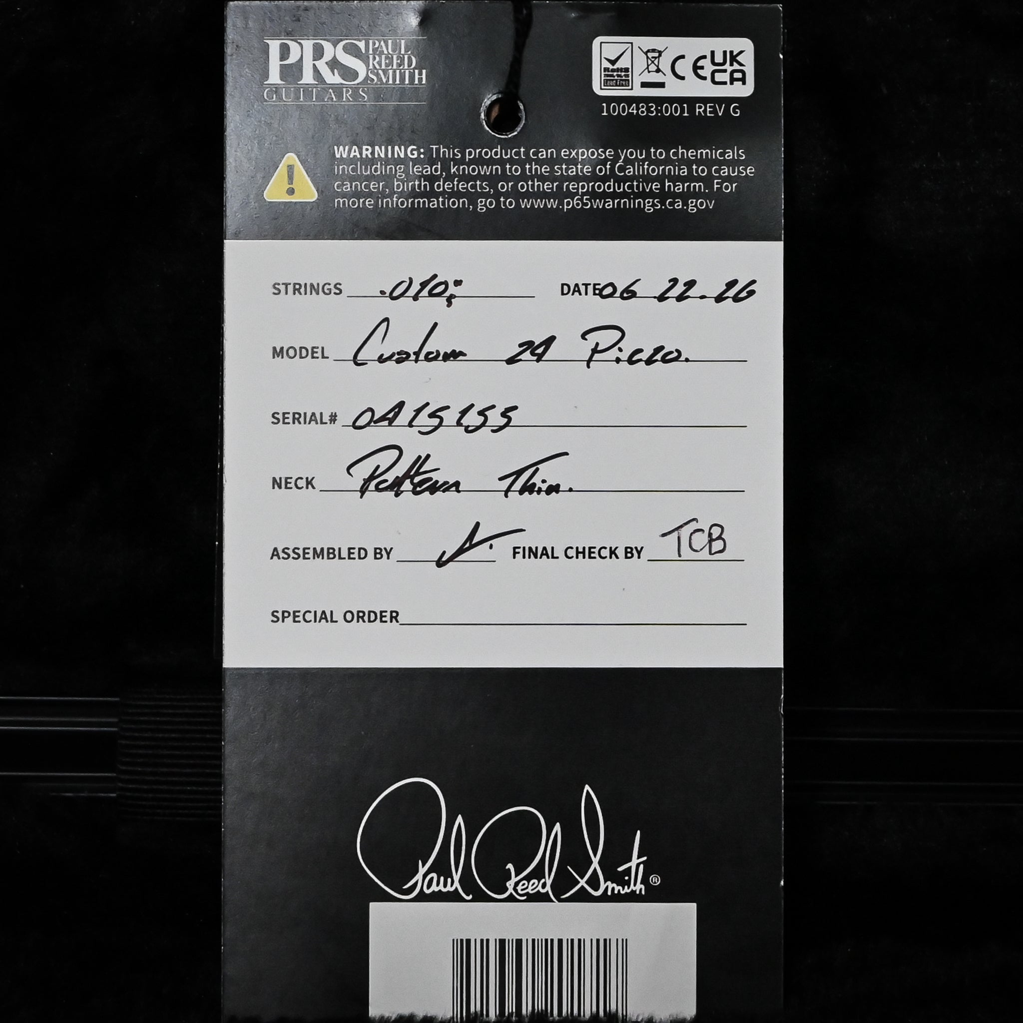 PRS Custom 24 Piezo Electric Guitar- Antique White Top 2026 (0415155)