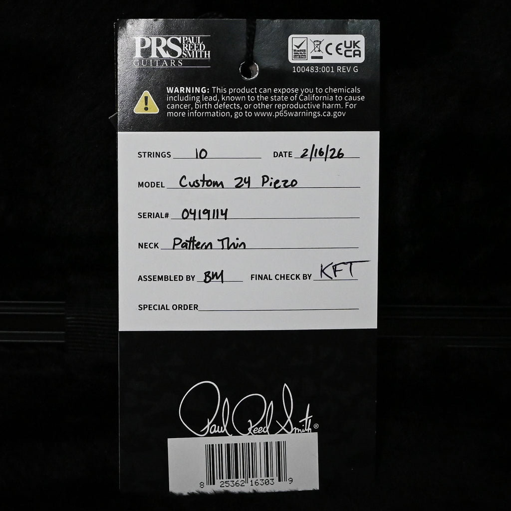 PRS Custom 24 Piezo w/ DMO Pickups Electric Guitar- Black (Natural Back) 2026 (0419114)