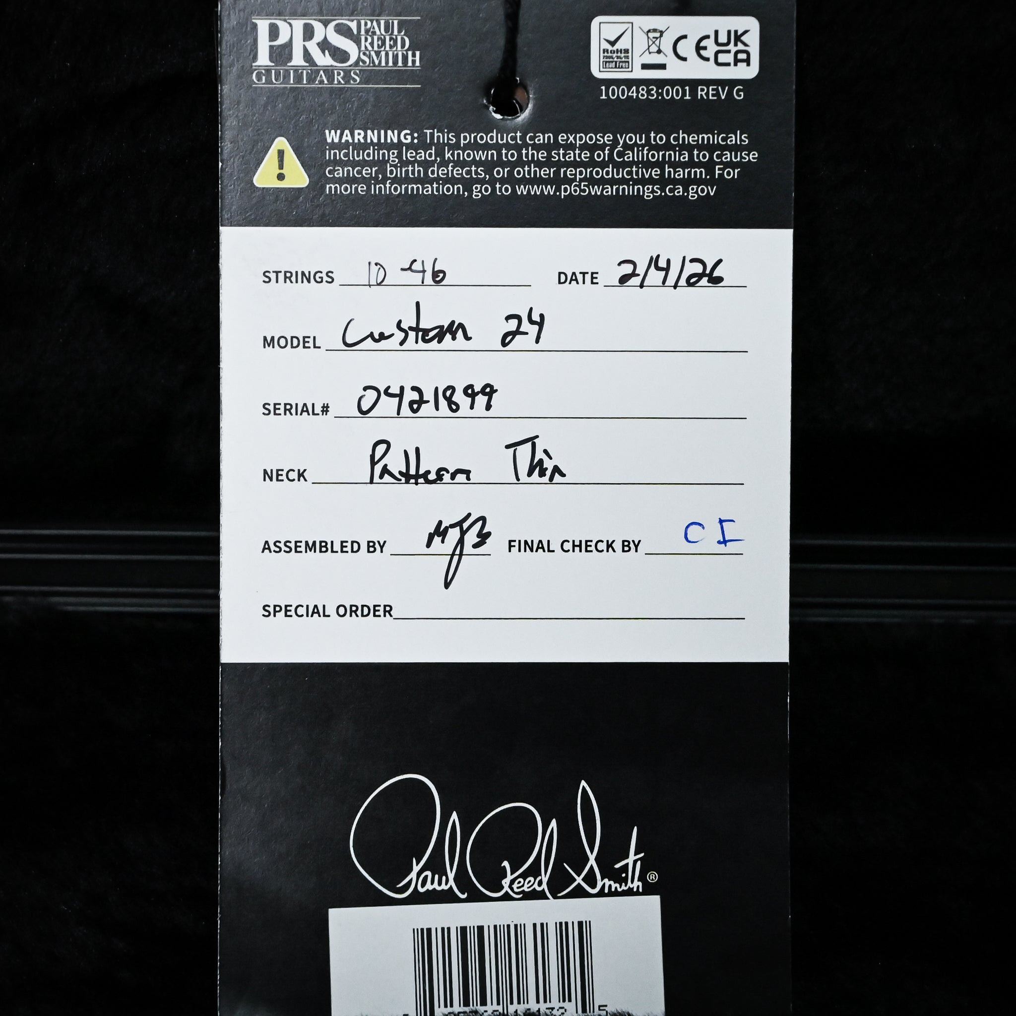 PRS Custom 24 w/ DMO Pickups- Custom Color 2026 (0421899)