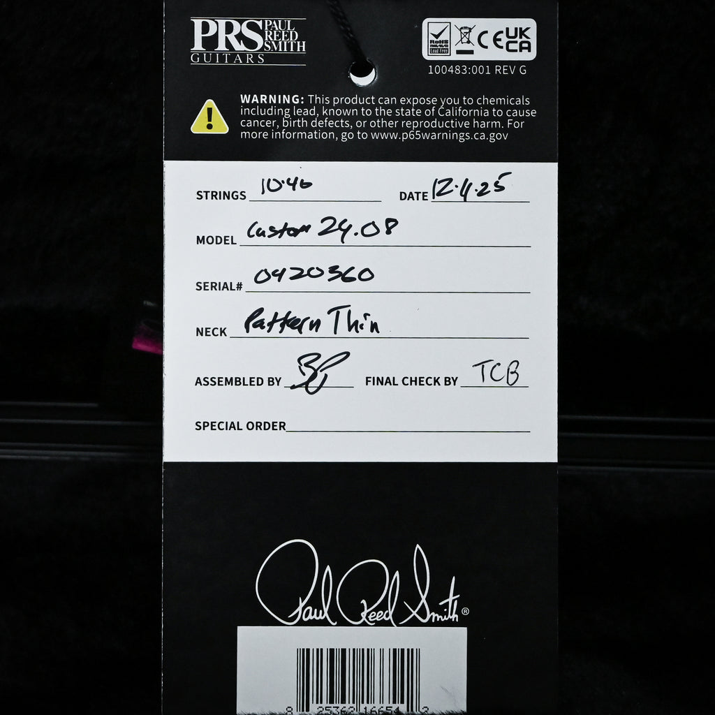 PRS Custom 24-08 Electric Guitar- Charcoal Burst 2025 (0420360)