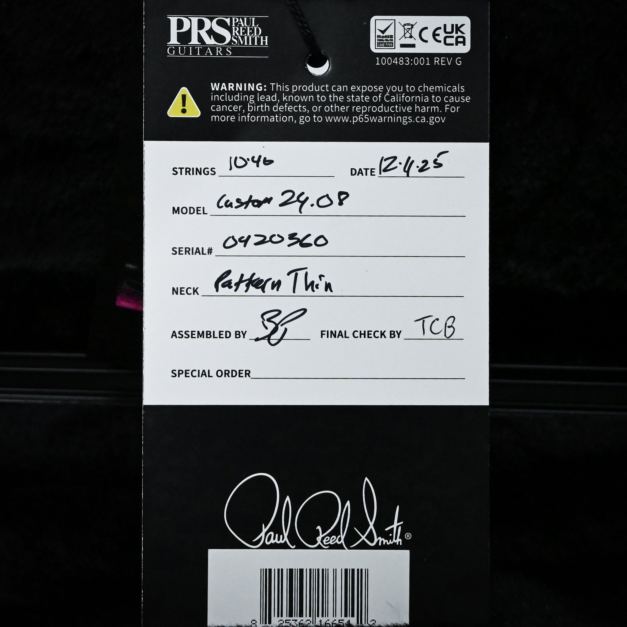 PRS Custom 24-08 Electric Guitar- Charcoal Burst 2025 (0420360)
