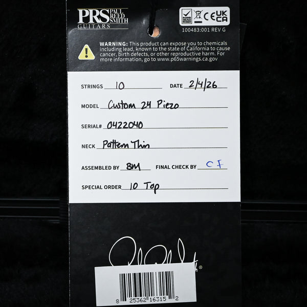 PRS Custom 24 Piezo w/ 10-Top & DMO Pickups Electric Guitar- Cobalt Smokeburst 2025 (0422040)