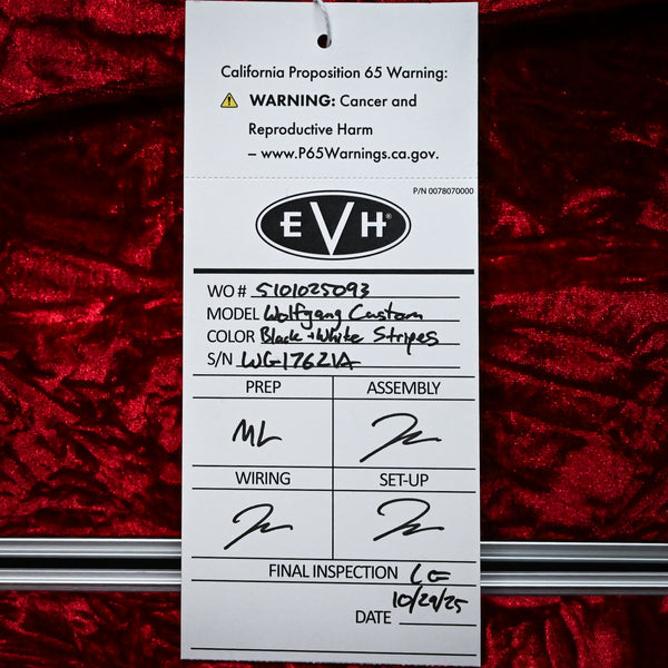 EVH Custom Shop USA NAMM 2025 Limited Edition Wolfgang HH w/ Floyd Rose- Black & White Stripes 2025 (WG17621A)