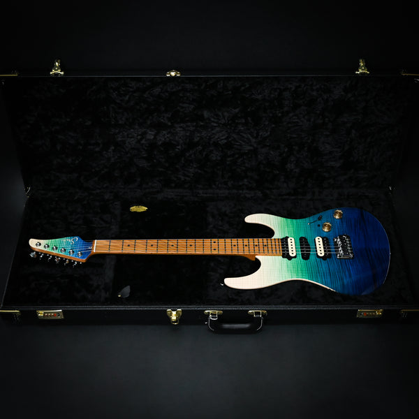 Suhr Custom Modern HSH Electric Guitar- Aqua Blue Gradient / Black (78518)