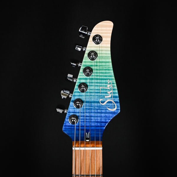 Suhr Custom Modern HSH Electric Guitar- Aqua Blue Gradient / Black (78518)