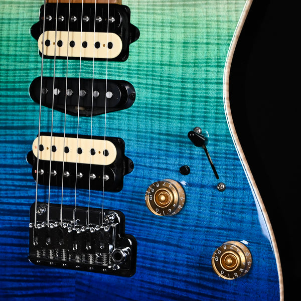 Suhr Custom Modern HSH Electric Guitar- Aqua Blue Gradient / Black (78518)