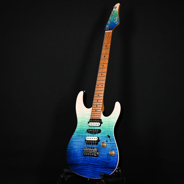 Suhr Custom Modern HSH Electric Guitar- Aqua Blue Gradient / Black (78518)