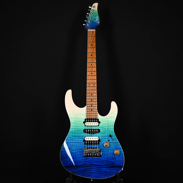 Suhr Custom Modern HSH Electric Guitar- Aqua Blue Gradient / Black (78518)