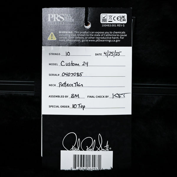 PRS Custom 24 w/ 10 Top & DMO Pickups- Gray Black 2025 (0407085)