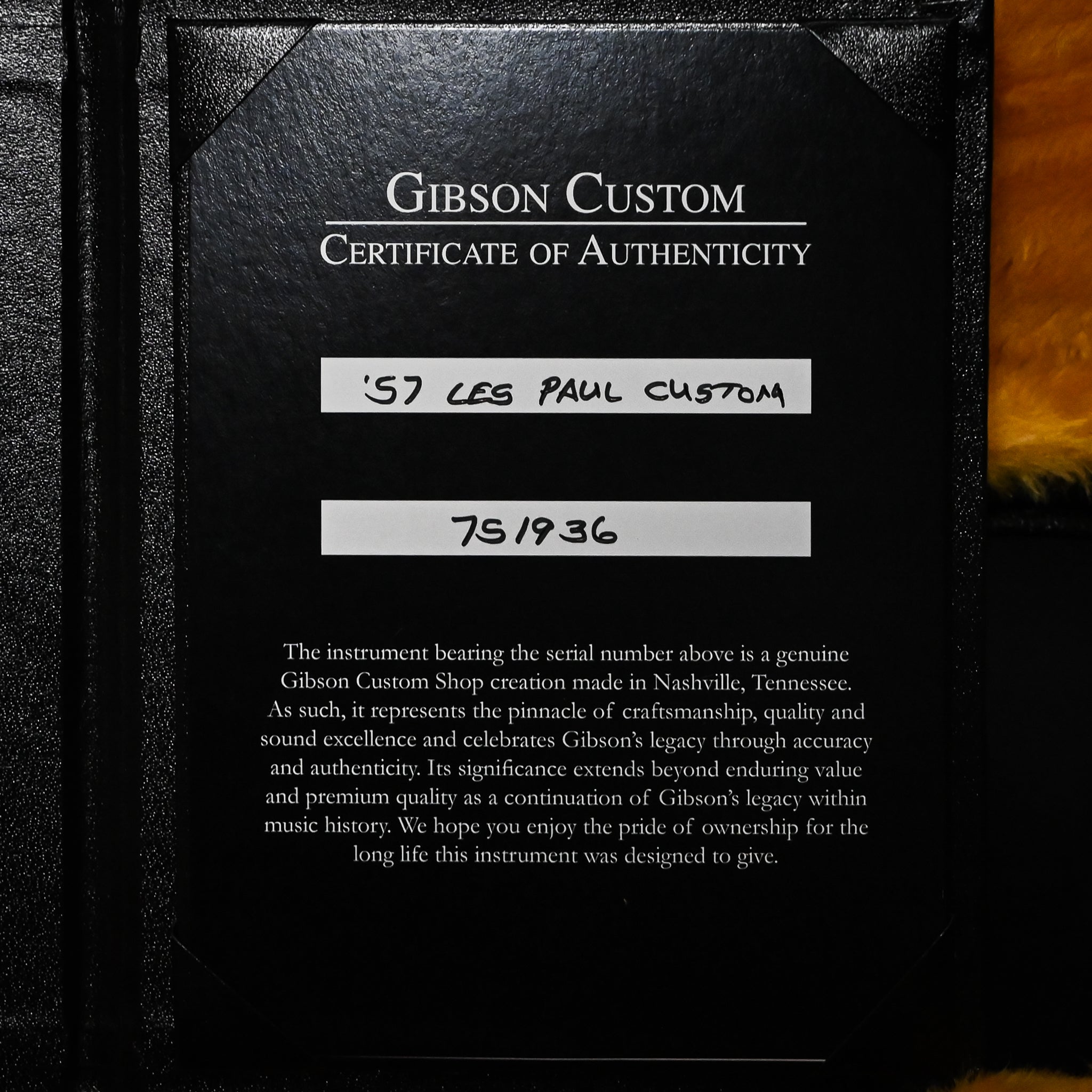 Gibson Custom 1957 Les Paul Custom Reissue w/ Gold Hardware VOS- Ebony 2025 (751936)