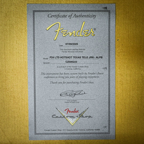 Fender Custom Shop Limited Edition HotShot Teaxas Telecaster Journeyman- Aged Lake Placid Blue 2025 (CZ586223)