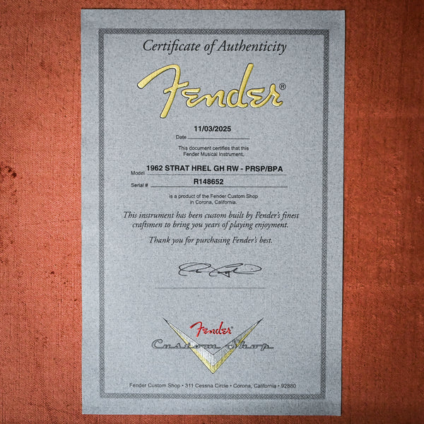 Fender Custom Shop 1962 Stratocaster w/ Gold Hardware Heavy Relic- Purple Sparkle / Black Paisley 2025 (R148652)