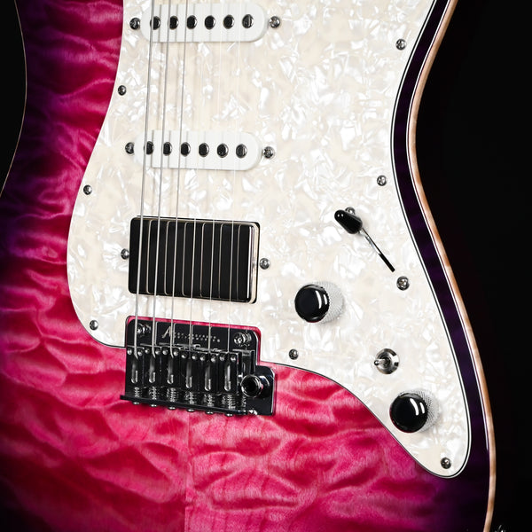 Tom Anderson Custom Drop Top Classic w/ Quilt Maple Top- Transparent Pink to Purple Burst w/ Binding 2025 (06-28-25P)