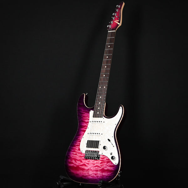 Tom Anderson Custom Drop Top Classic w/ Quilt Maple Top- Transparent Pink to Purple Burst w/ Binding 2025 (06-28-25P)