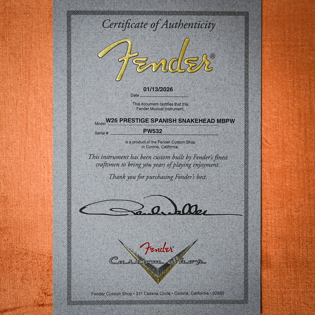 Fender Custom Shop PRESTIGE-ONE OF A KIND Masterbuilt Paul Waller Spanish Snakehead Telecaster Heavy Relic- Aged Natural 2026 (PW532)