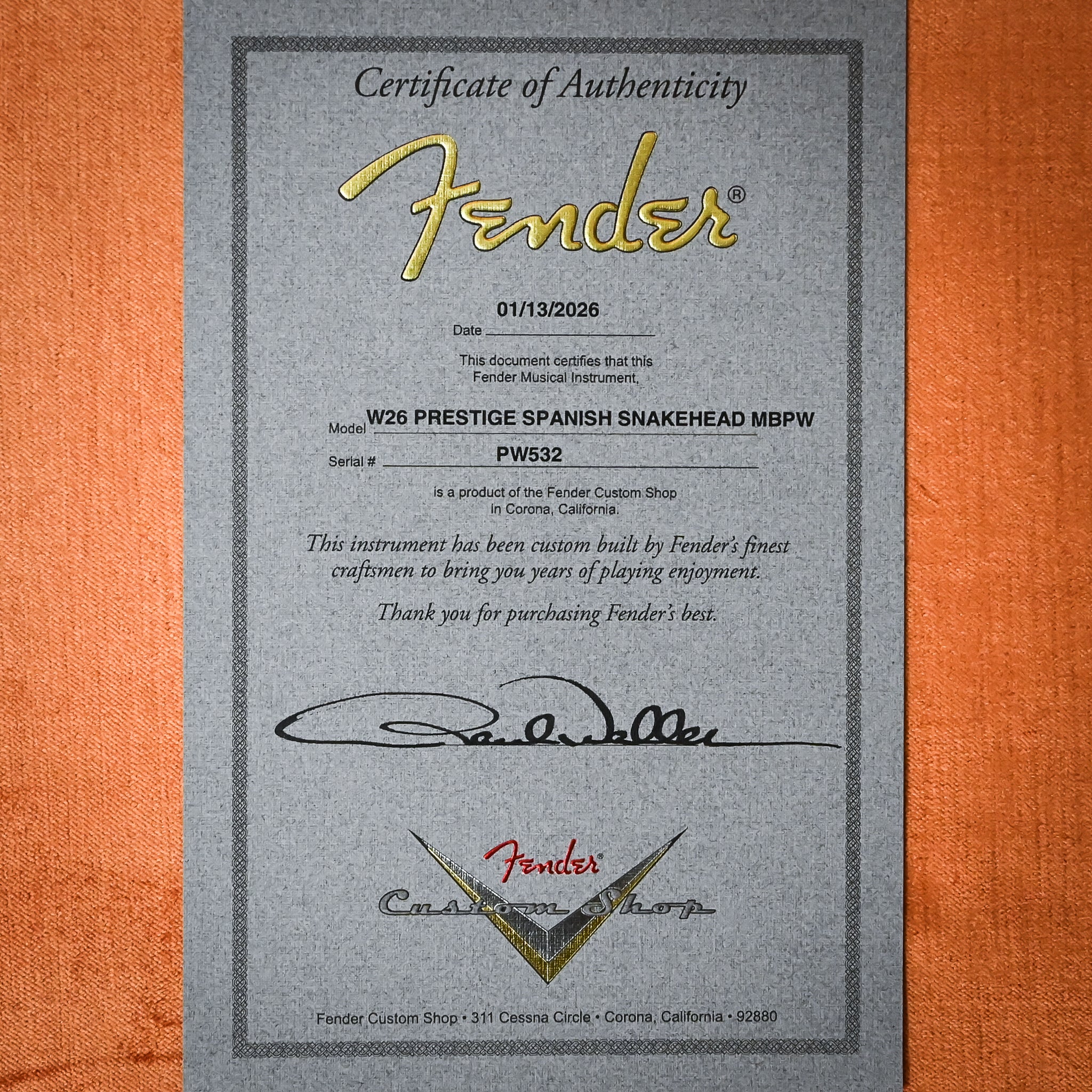 Fender Custom Shop PRESTIGE-ONE OF A KIND Masterbuilt Paul Waller Spanish Snakehead Telecaster Heavy Relic- Aged Natural 2026 (PW532)