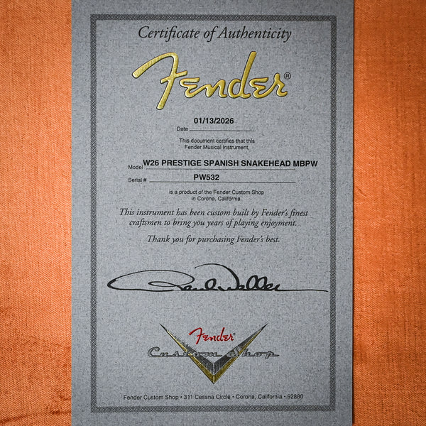 Fender Custom Shop PRESTIGE-ONE OF A KIND Masterbuilt Paul Waller Spanish Snakehead Telecaster Heavy Relic- Aged Natural 2026 (PW532)