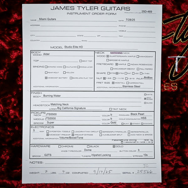 James Tyler Studio Elite HD- Burning Water 2025 (25566)