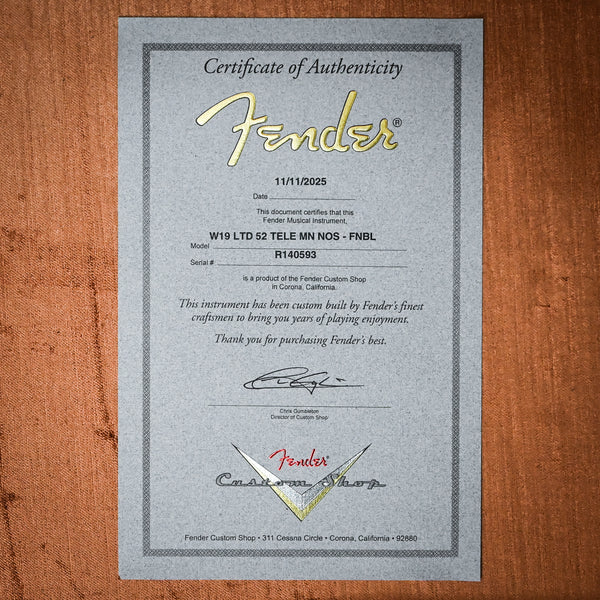 Fender Custom Shop Limited Edition '52 Telecaster NOS- Faded Nocaster Blonde 2025 (R140593)