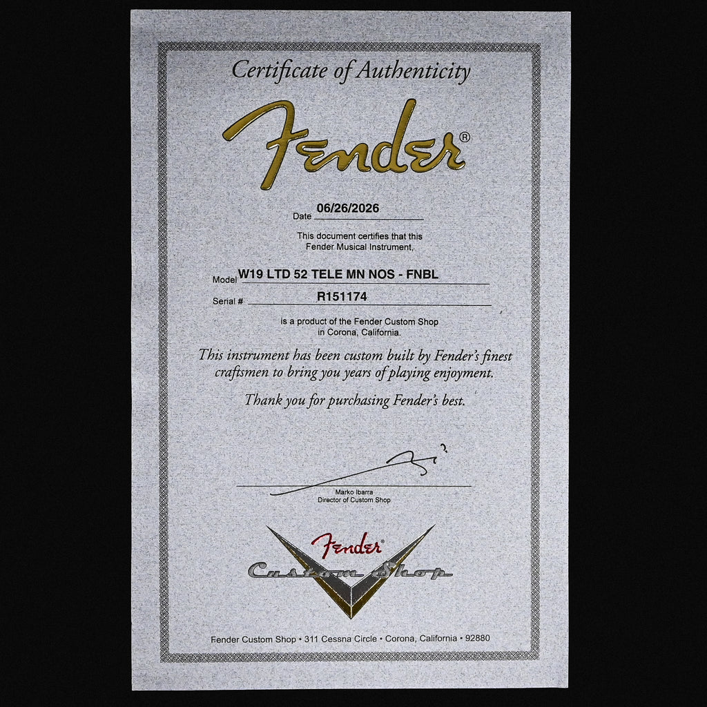 Fender Custom Shop Limited Edition '52 Telecaster NOS- Faded Nocaster Blonde 2026 (R151174)